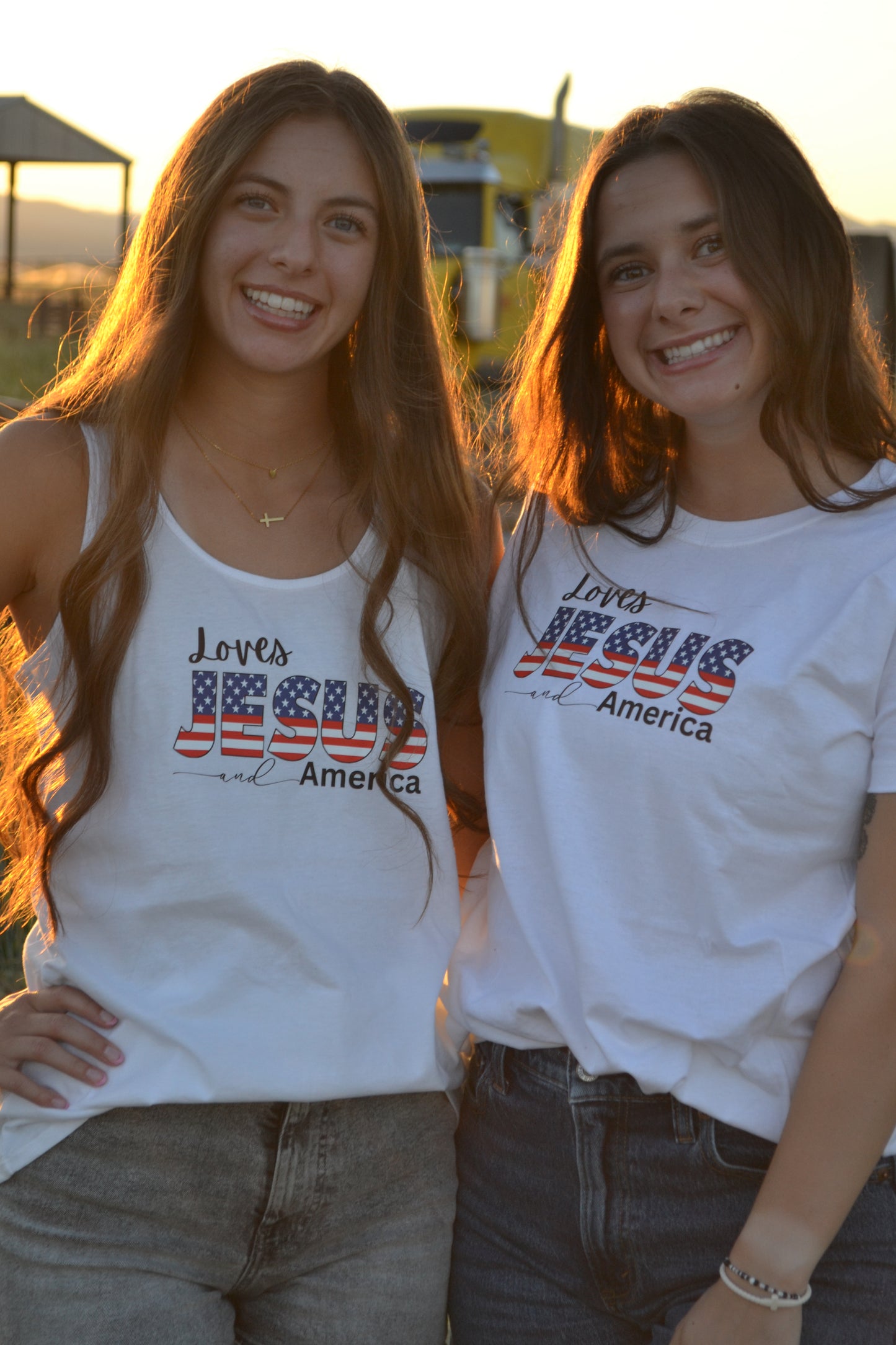 🇺🇸 Fun Super Tank or Tee – Loves Jesus &amp; America 🇺🇸